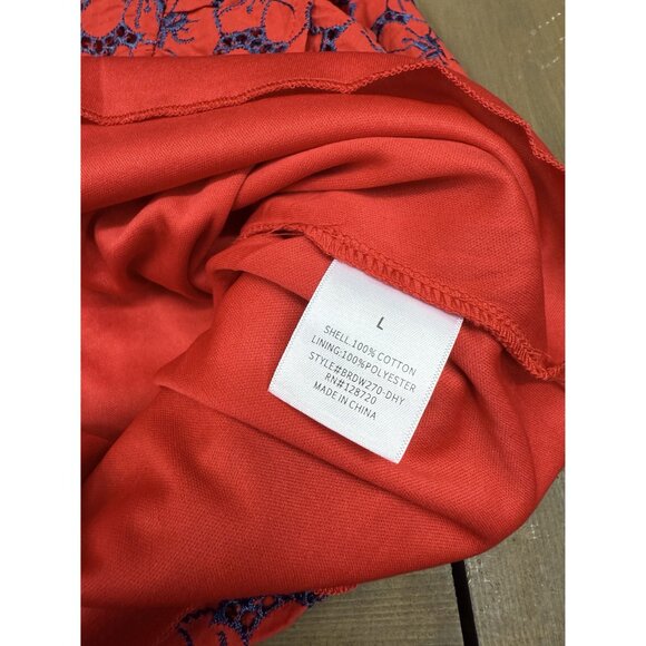 Red Floral Embroidered Skirt With Ruched Side Design & Back Zipper Closure Size - Picture 7 of 8